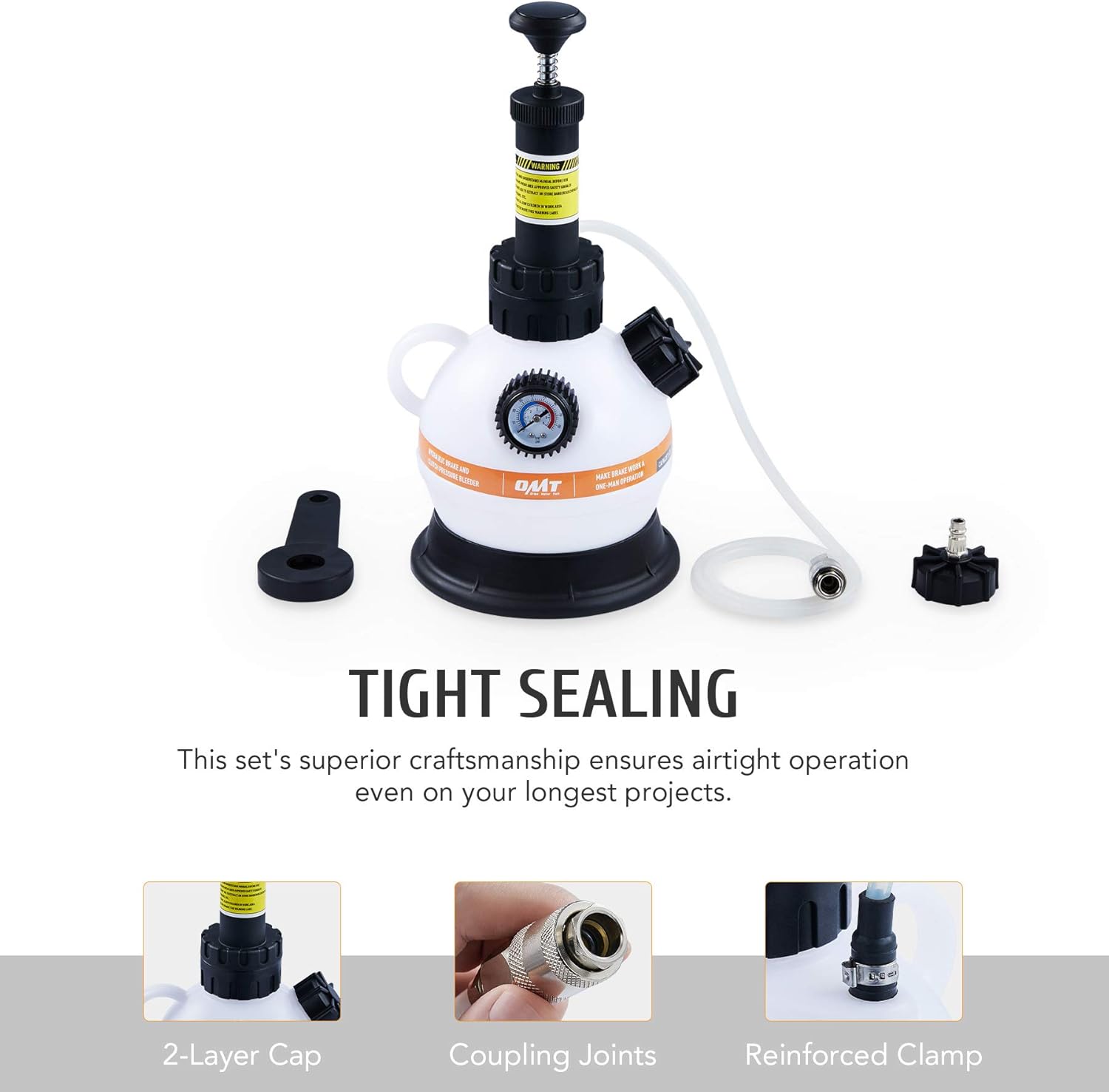 Orion Motor Tech Brake Pressure Bleeder, European Brake Bleeder Kit with Hand Pump, Pressure Brake Bleeder with Hose and European Adapter