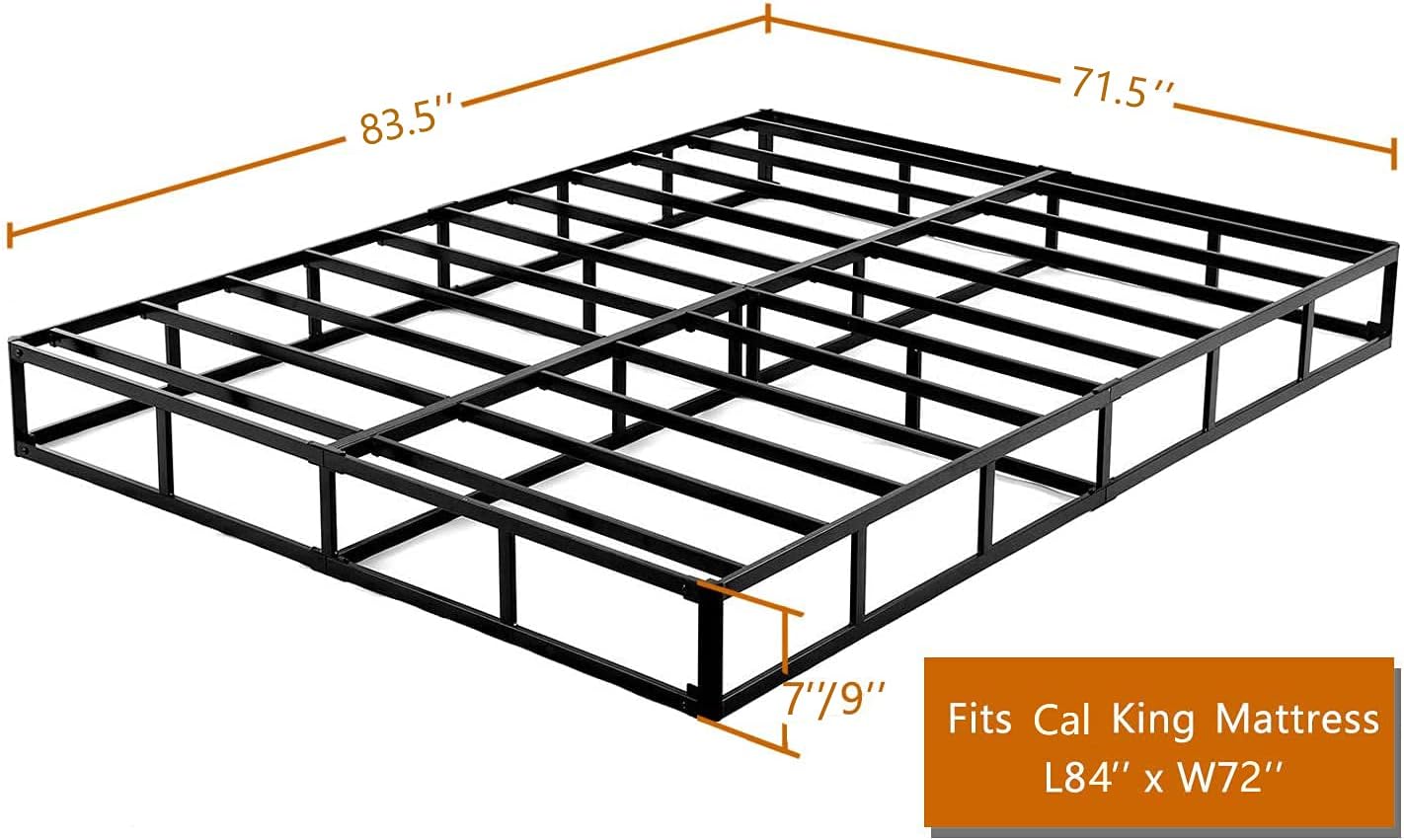 ZIYOO Cal King Box Spring 9 Inch High Profile Easy Assembly,Mattress Foundation/Heavy Duty Metal Steel Structure/Quiet Noise-Free Accessory