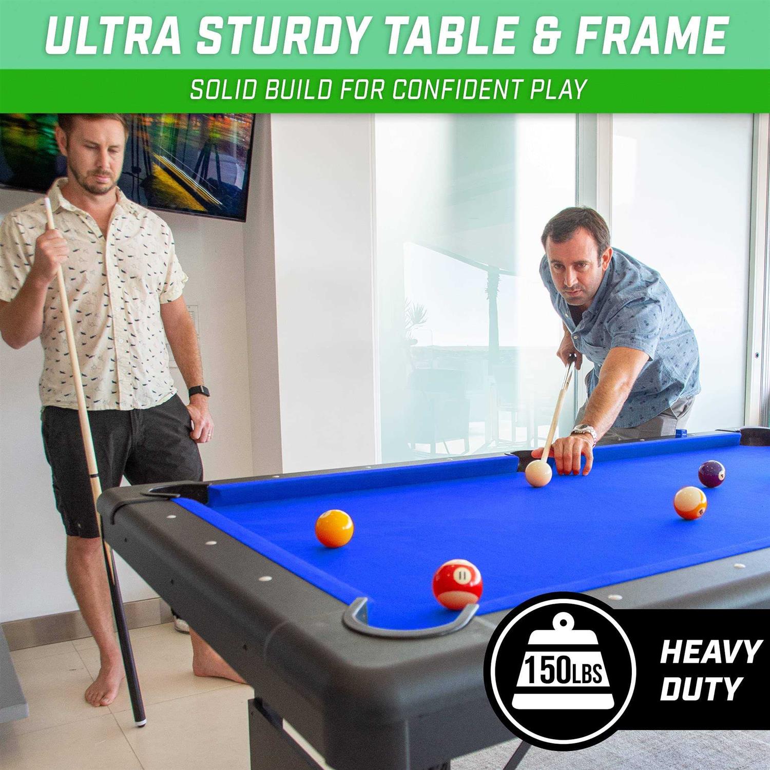 GoSports Billiards Table Portable Pool Table Includes Full Set of Balls 2 Cue Sticks Chalk and Felt Brush - Sports Supplies Online Store