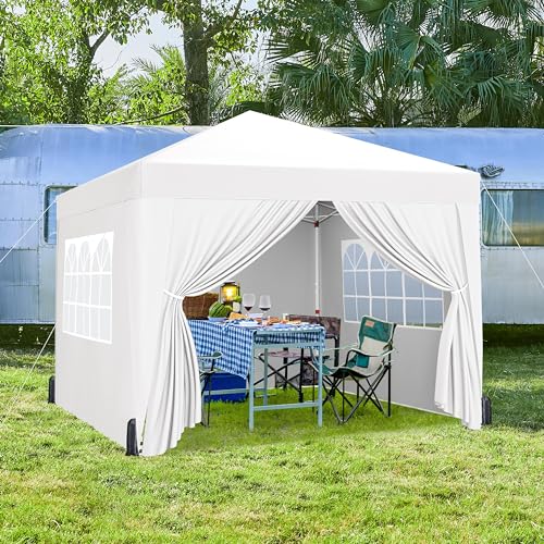 Yaheetech 10x10 Pop Up Canopy with 4 Removable Sidewalls, Portable Enclosed Instant Tent, Waterproof Outdoor Tent, Beach Sun Shelter with 4 Sandbags