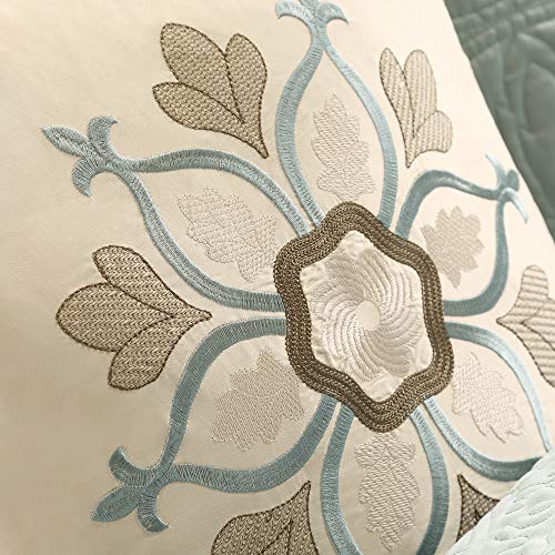 Madison Park Cozy Comforter Set Casual Modern Design All Season, Matching Bed Skirt, Decorative Pillows, King (104 x 92 in), Blue, 9 Piece