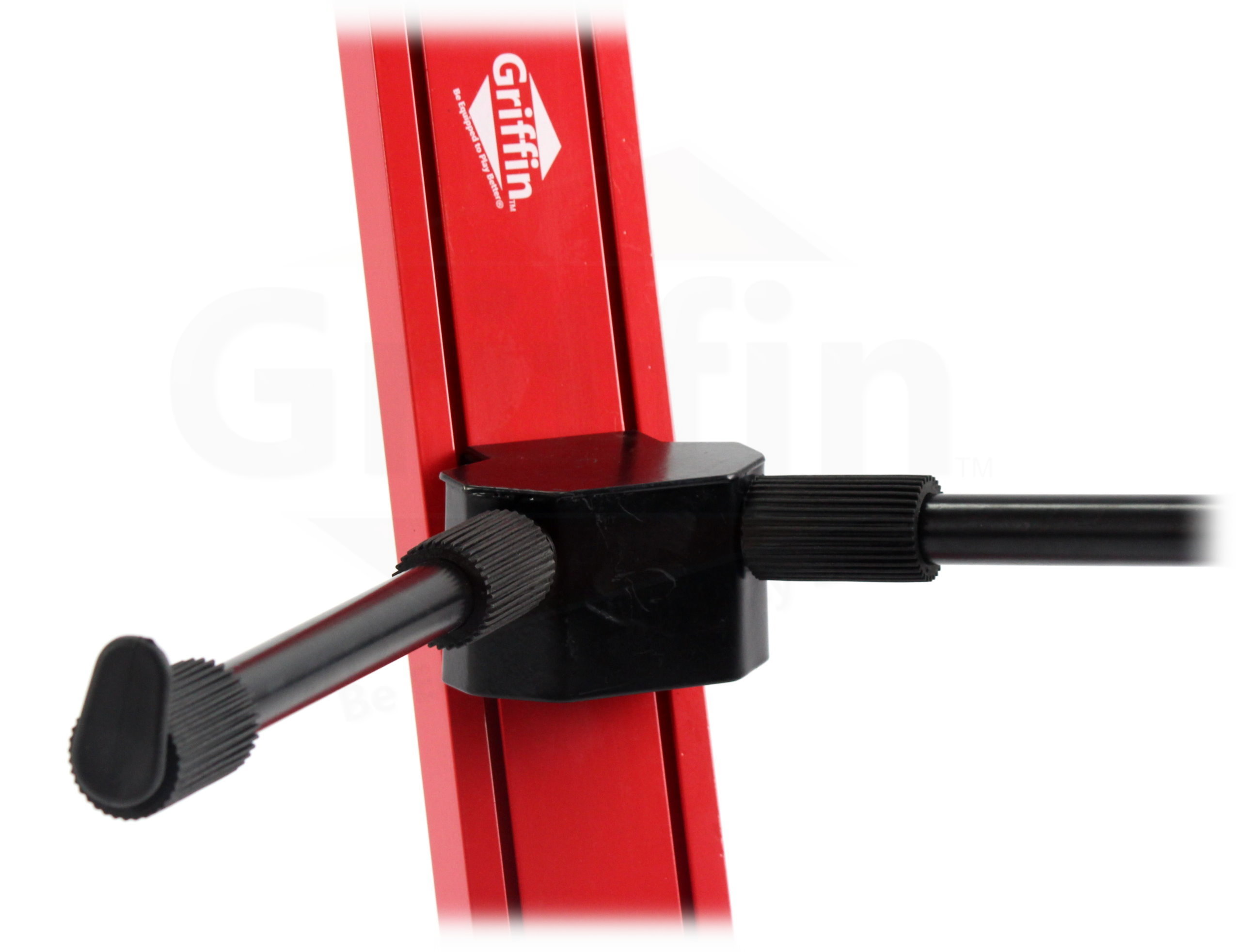 2-Tier Column Keyboard Stand with Mic Boom Arm by Griffin Double Sliding Multi Mounting Platform Red Stage Tower Rack Holder for Digital Piano