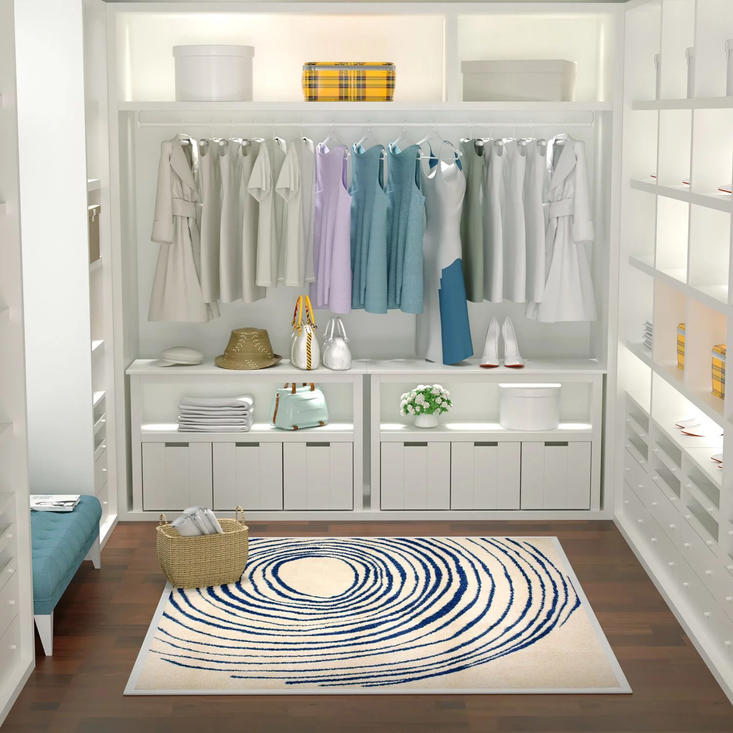 Homfa Kids Toy Storage, Cubes Storage Bins, White Toy Box with Shelves and Wheels