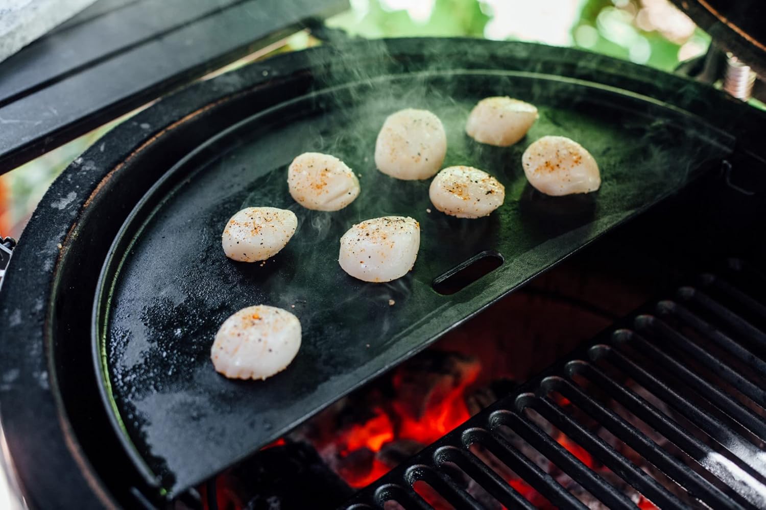 Kamado Joe Classic Joe Half Moon Cast Iron Cooking Grate + Reversible Griddle Bundle