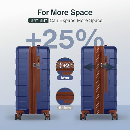 Luggage Sets 3 Piece (3-YEARS VIP SERVICE) Hardside Expandable Ultra Durable 100% PC Lightweight Carry On Travel Suitcase Set with TSA Lock Spinner