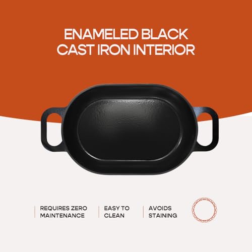 Enameled Cast Iron Dutch Oven for Professional Sourdough Bread Baking | 5.5 Quart Loaf Size Oval Cookware Pot with Lid | Triple-Layer Enamel Coating