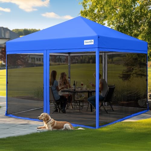 Quictent 6.6'x6.6' Pop up Screened Canopy Tent with Mosquito Netting, Portable Easy up Outdoor Screen House Shelter Fully Sealed for Patio
