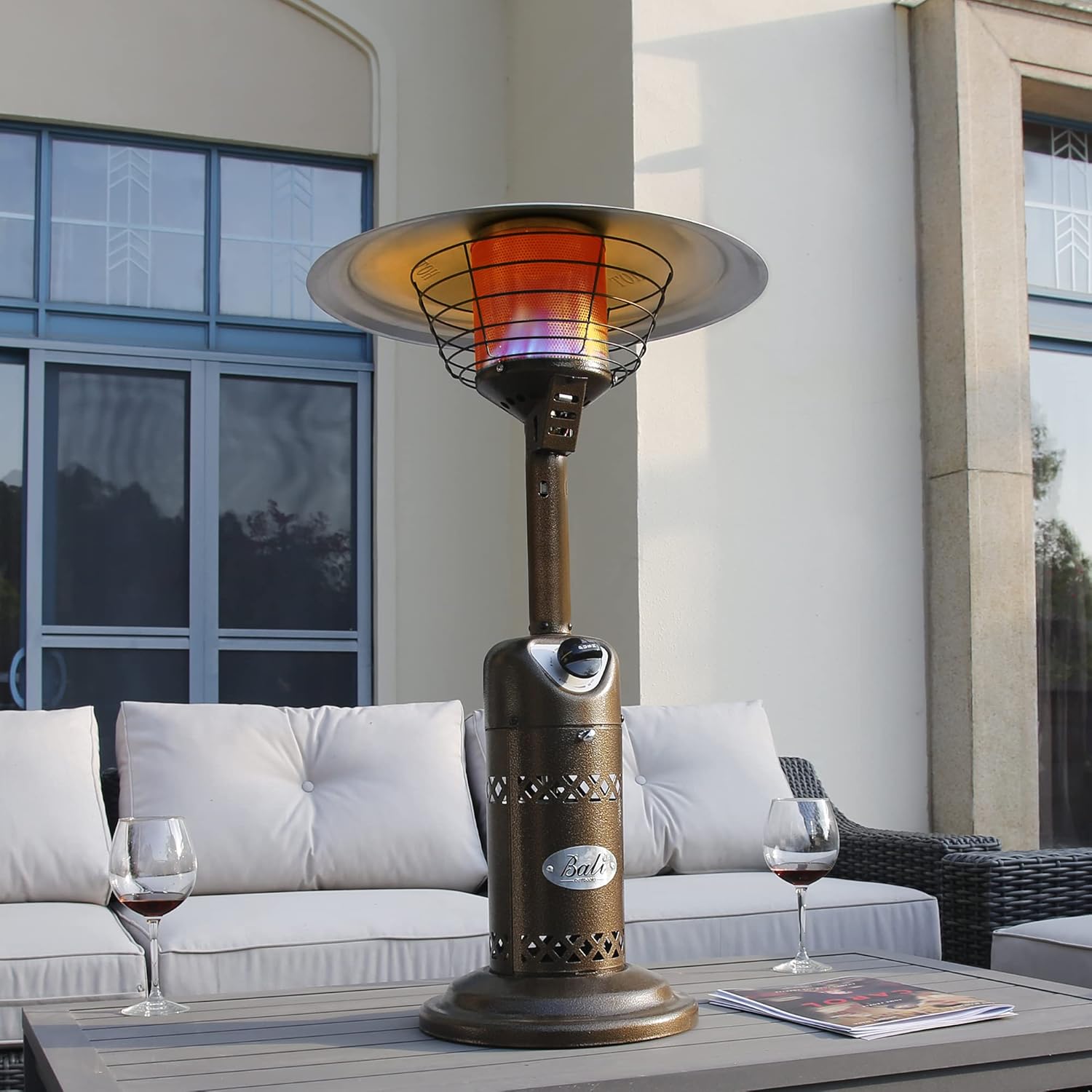 BALI OUTDOORS Patio Heater Gas Portable Tabletop Heater Propane Patio Heaters, Outdoor Table Top Heater W/Adjustable Thermostat, Suitable For Yard