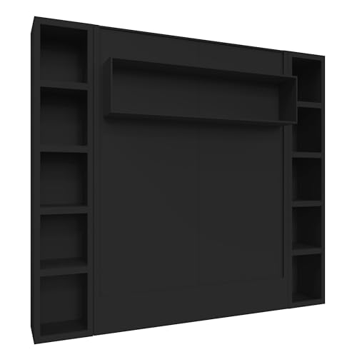 Oakland Living Easy-Lift Queen Murphy Wall Bed in Brown Wood Grain with Two Bookshelves
