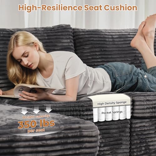 ovios 130.7" Modular Sectional Sofa Couch, U-Shaped Cloud Couches with 2 Ottomans Chaise