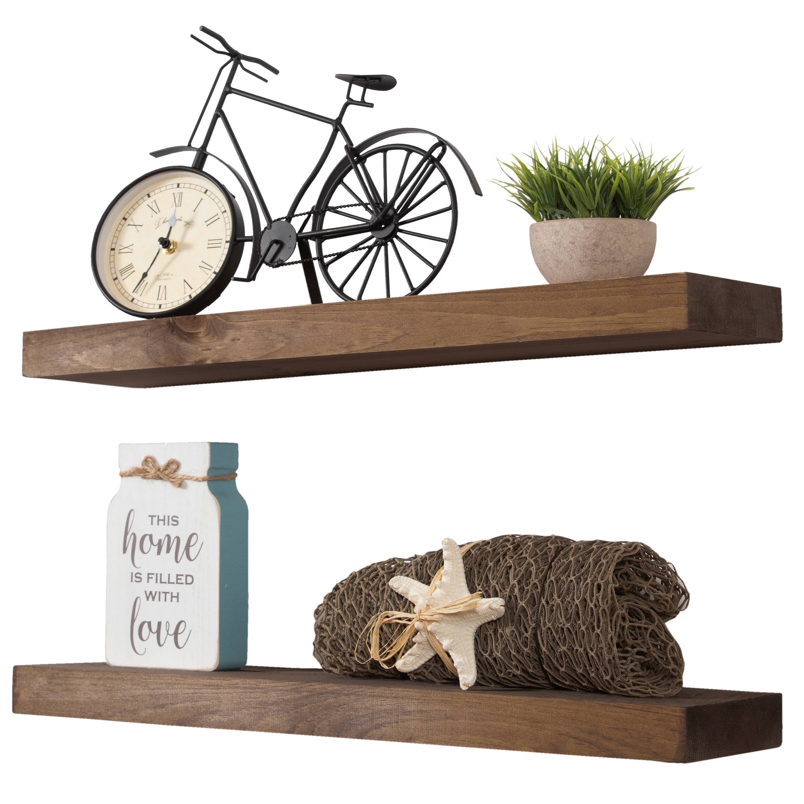 Floating Shelves Rustic Wood Wall Shelf USA Handmade Set of 2 - 36x22 x 5.5x22 - Special Walnut