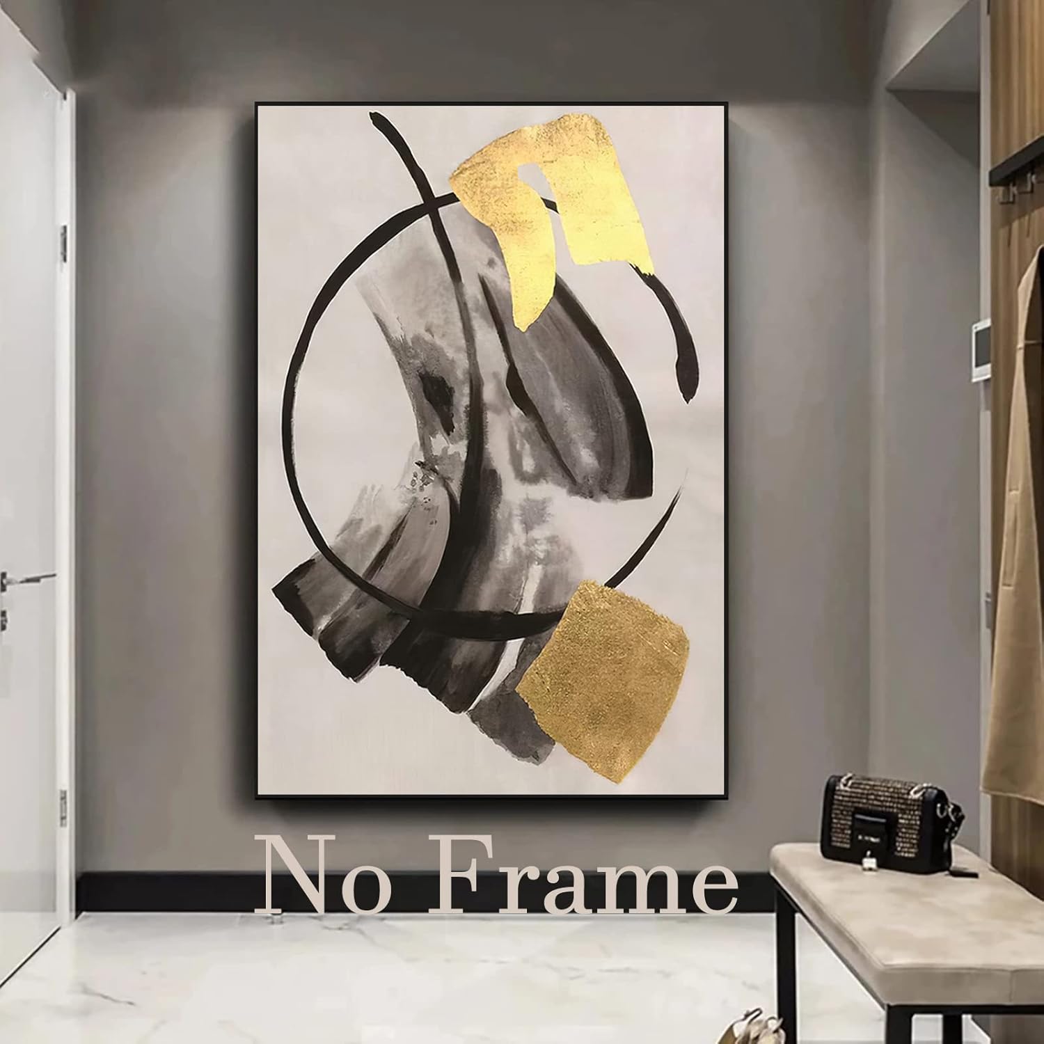 Black Gold Grey Abstract Painting Oversized Canvas Art Renditions Gallery Modern Abstract Art Black Gold Canvas Painting Gold Grey Abstract Art Large