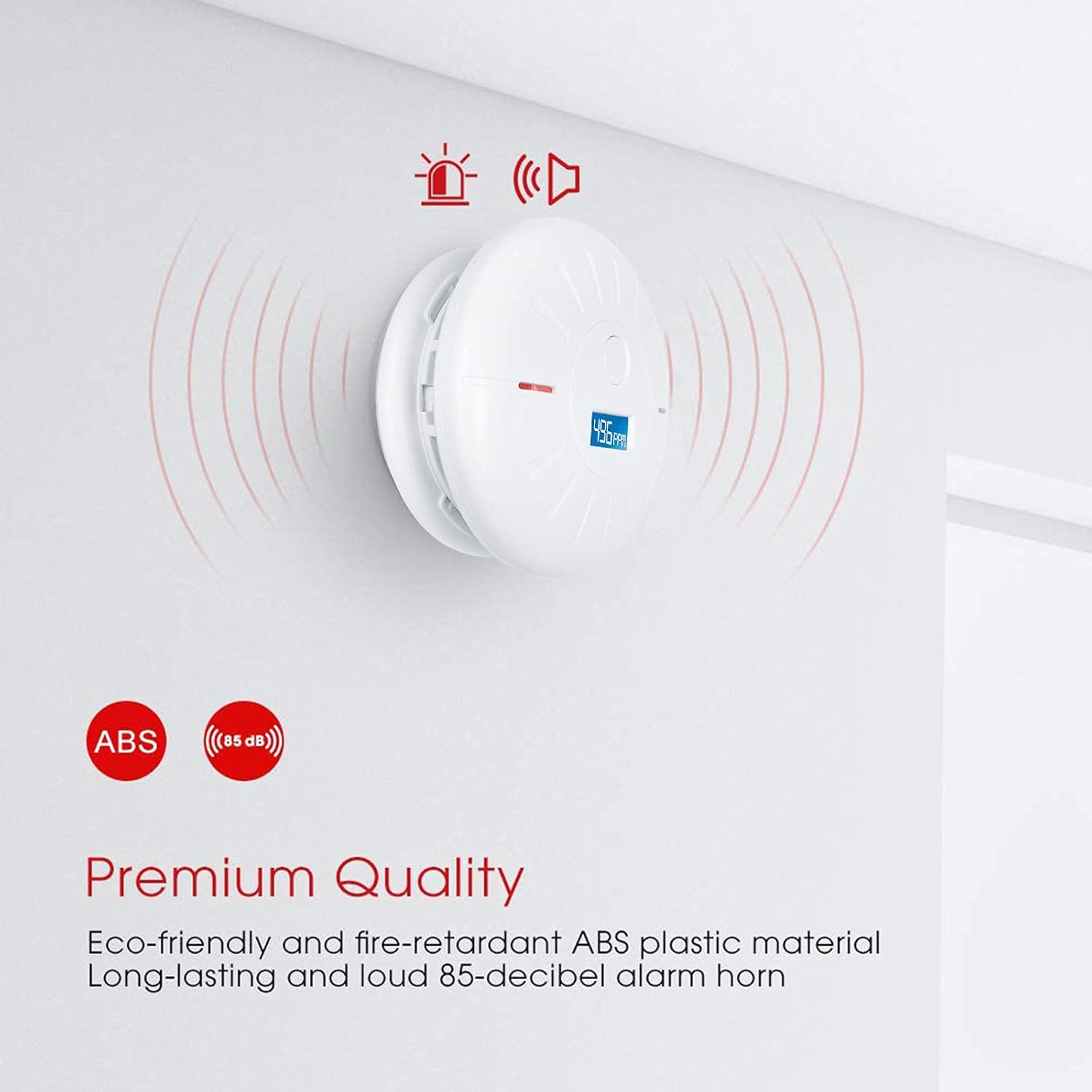 2 Pack 10 Year Battery Operated Smoke and Carbon Monoxide Detector, Portable Fire Co Alarm for Home and Kitchen