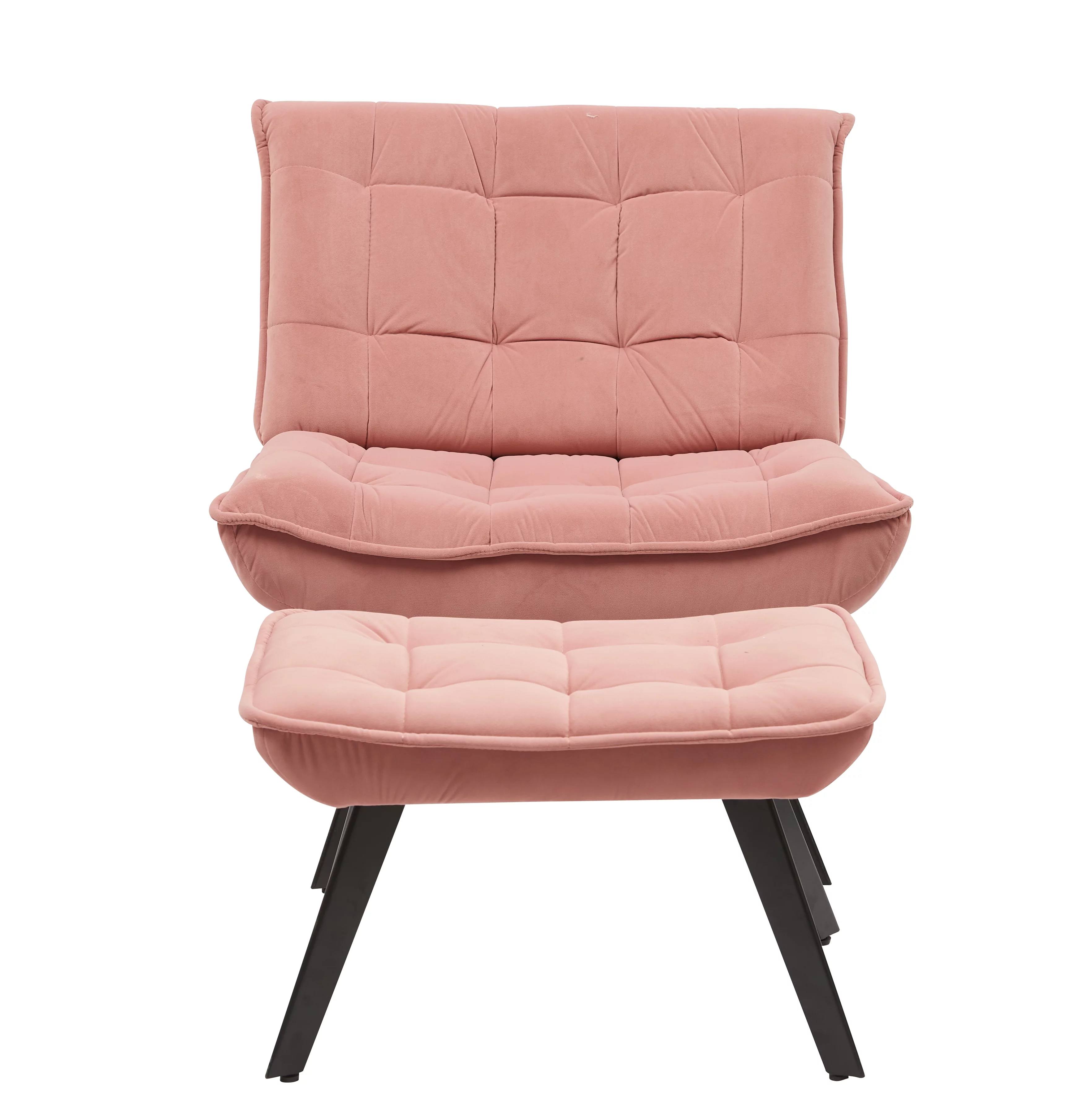 Modern Pink Soft Velvet Material Large Width Accent Chair For Indoor Home And Living Room