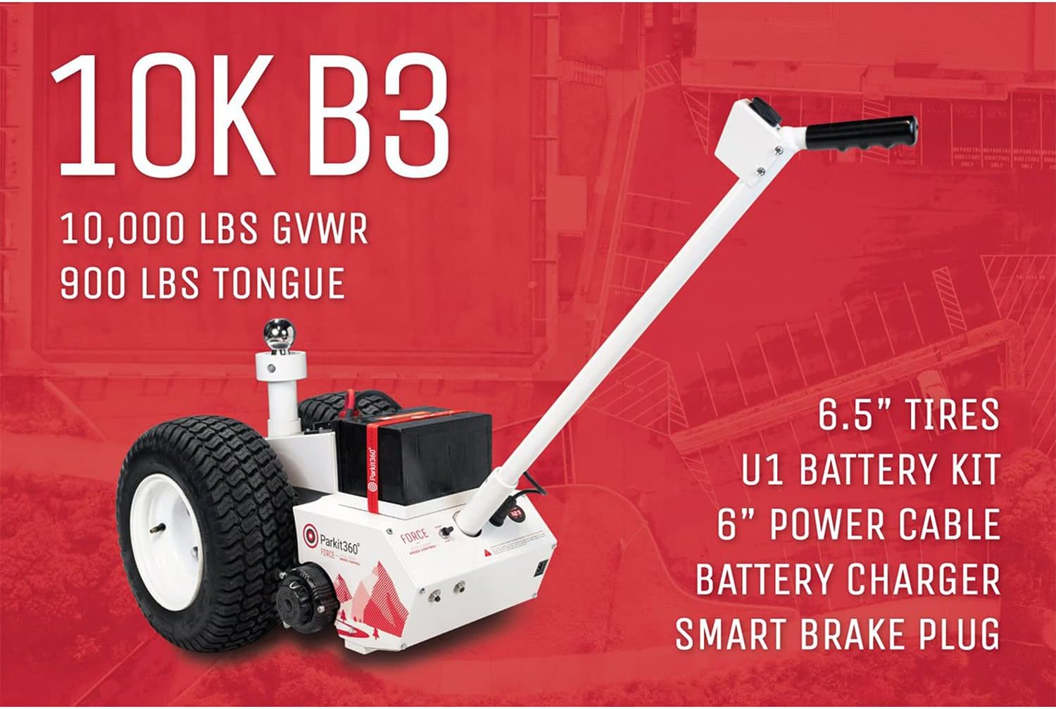 Parkit360 5K B2 Battery Powered Trailer Jack Utility Dolly for Easy Pulling with 2 Hitch Balls Included, Great for Camper, Cargo, and Boat Trailers
