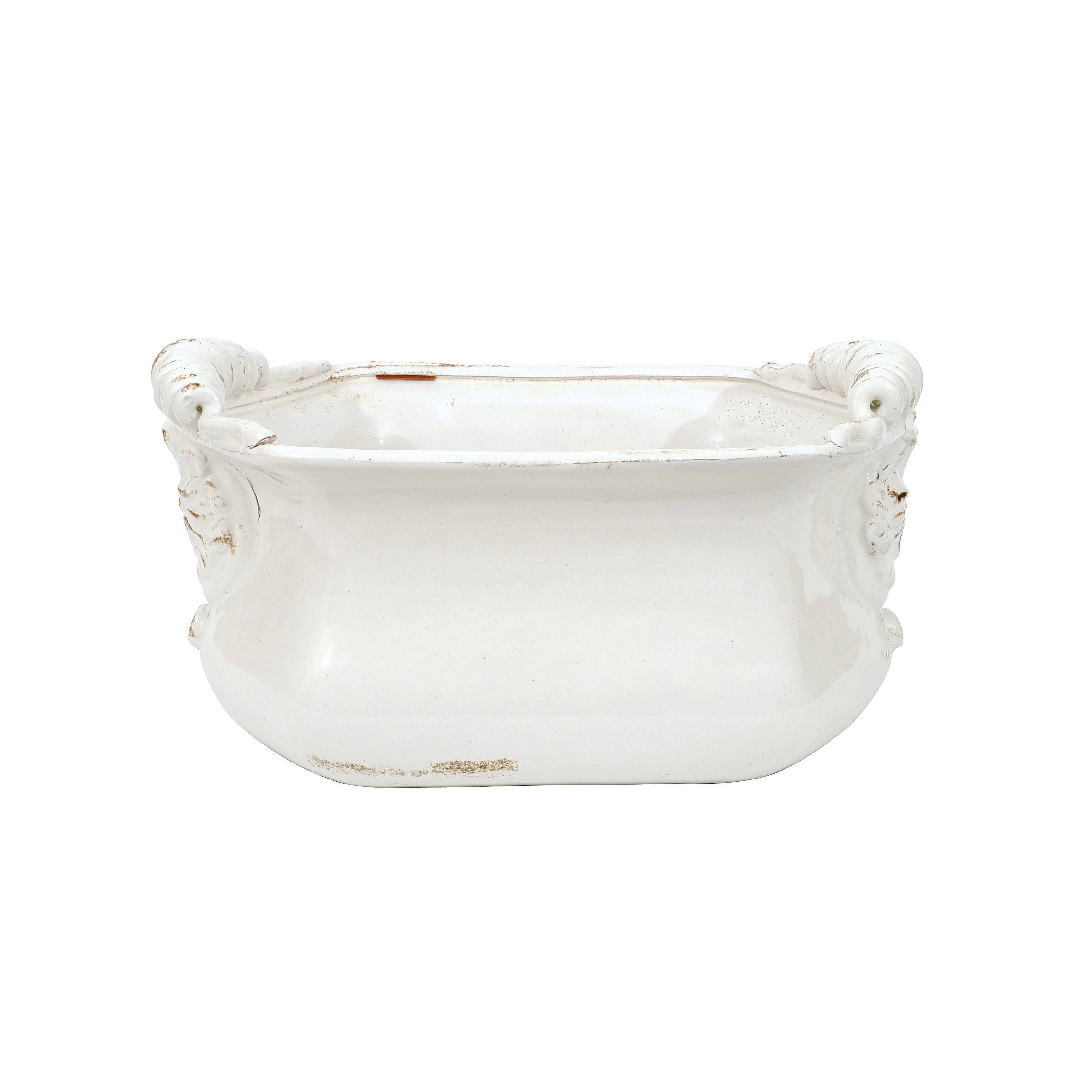 Decorative Terra Cotta Cache Pot White