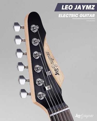 Leo Jaymz 39" Full Size ST Style Electric Guitar Starter Kit with SSH Pickup, 5W Portable Amp, Tuner, Gig Bag, Strap & Accessories (Violet Ocean)