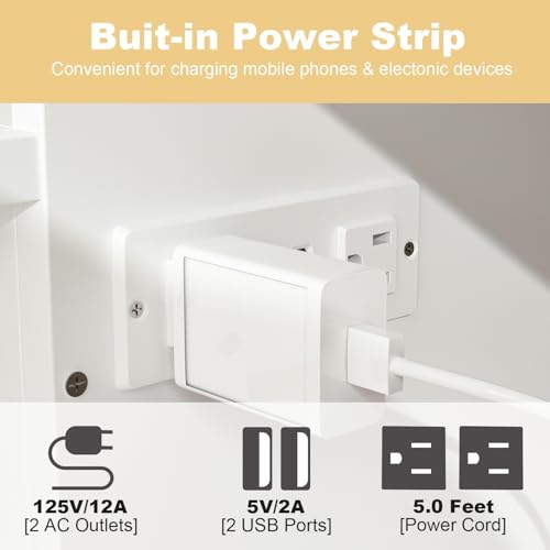 FAMAPY Twin Murphy Bed with Built-in Charging Station, Space-Saving Murphy Bed Chest Twin with Drawer, Foldable