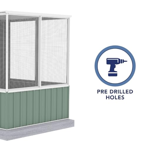 Absco Poultry Paradise: Large Chicken Coop & Chicken Run, 5'x5' Pale Eucalypt Green with Mesh Panels, Side Access Door, Aviary