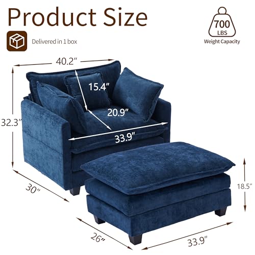 SweetGO corporation 40" Chenille Lounge Chair for Reading, Modern Couch Cozy Sofa Bed