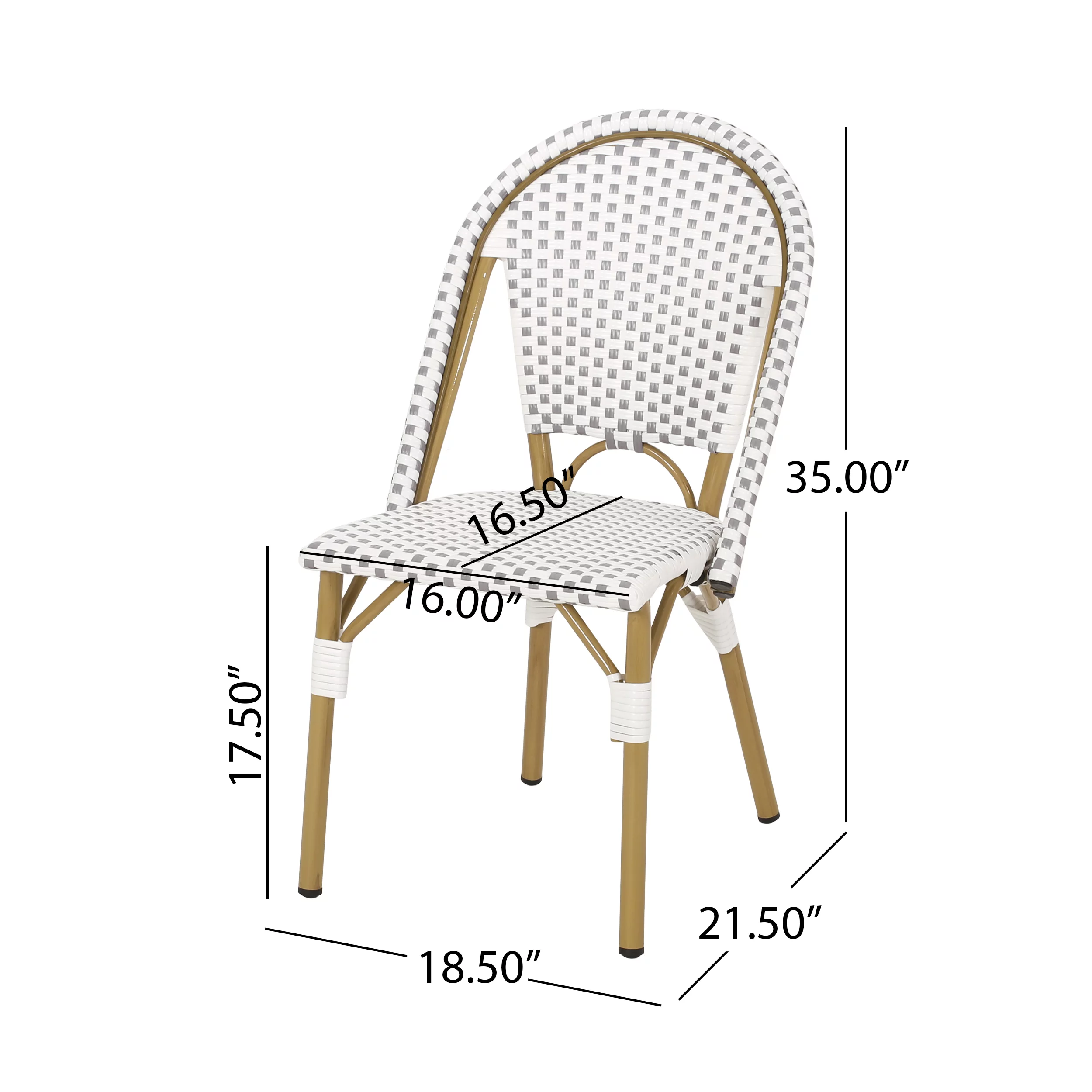 Ryder Outdoor French Bistro Chair, Set of 4, Gray, White, Bamboo Finish