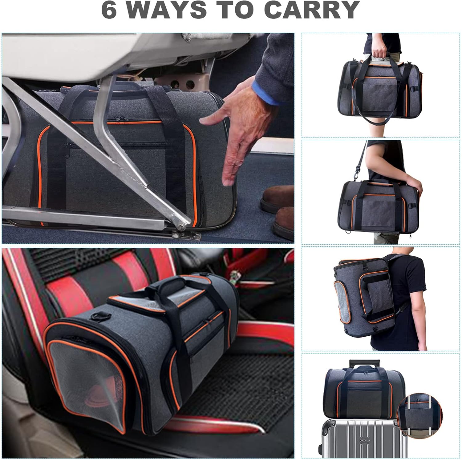 Cat Carrier, 3 Sides Expandable Foldable Pet Carrier for Medium Cat Small Dog