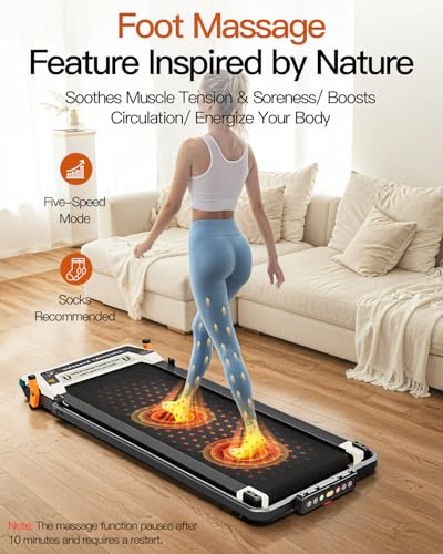 FUNRAY Versatile Walking Pad Treadmill with Incline - Dual-Sided Under Desk Treadmill with Foot Massage
