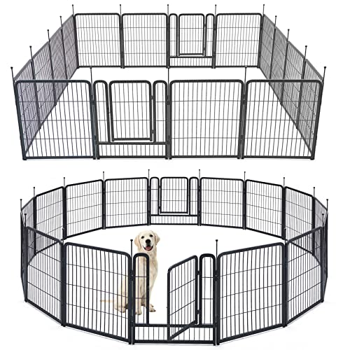 TMEE Dog Playpen, 40" Height 16 Panels Outdoor Dog Fence Pet Play Pen, Puppy Pens for Large/Medium/Small Dogs, Ideal for RV, Camping, Yard, Indoor