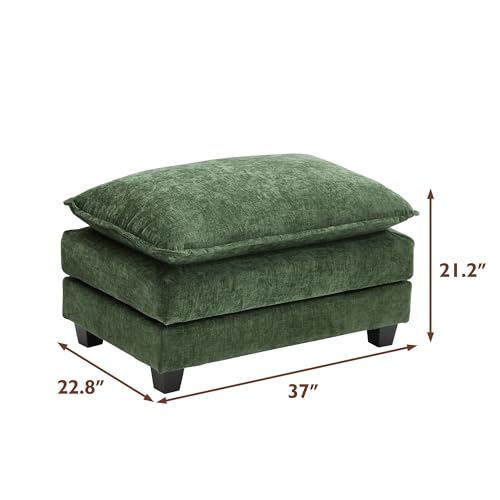 Ihanherry 111.4" U Shaped Modern Cloud Sofa Modular Sectional Couch with 2 Ottoman, 5-Seat Chenille Deep Seat Sofa with Pillow for Living Room