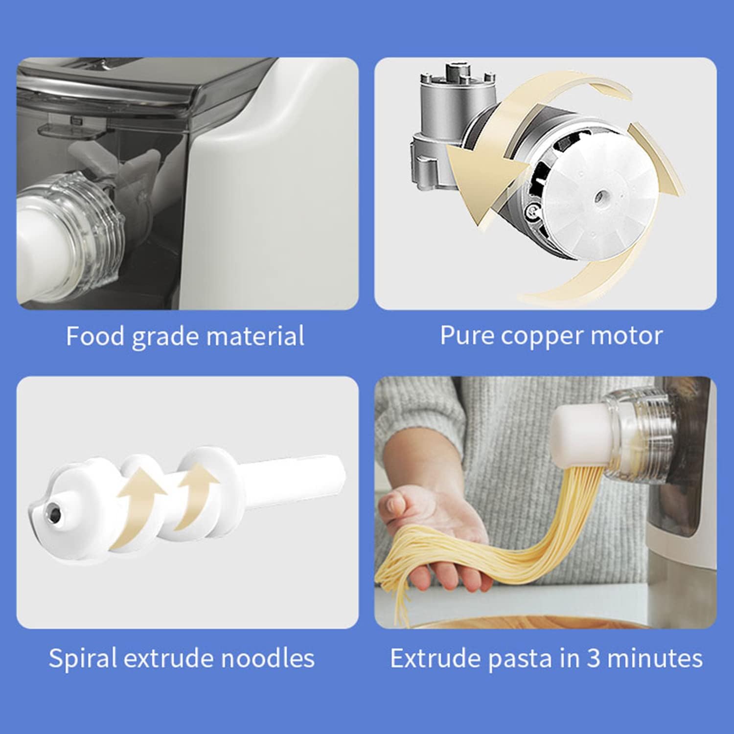 YILEFU Intelligent Fully Automatic Electric Home Pasta Machine Noodle Pasta Maker Making Machine Pasta Extruder 260W with 13 Noodle Molds Saves Time