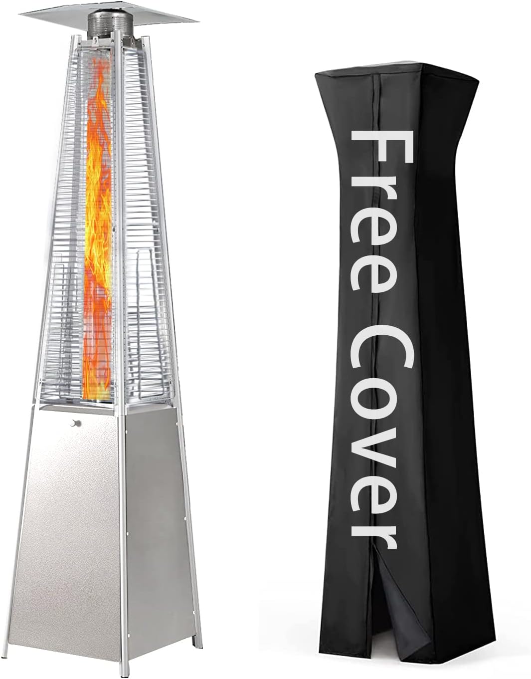 Patio Outdoor Heaters Propane - 48000 Btu Patio Heater Propane, Rapid Heating Propane Heater, Outdoor Heater with Wheels and heater cover