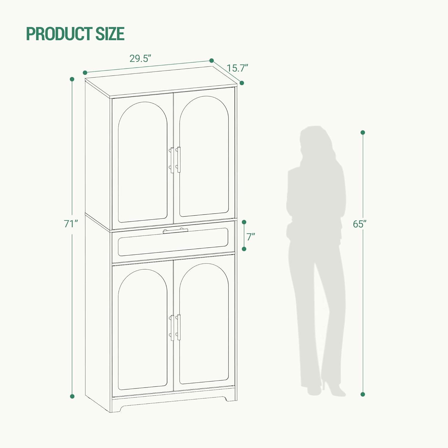 71" Kitchen Pantry Storage Cabinet, Tall Storage Cabinet with Adjustable Shelves, 1 Drawer, 4 Doors, Freestanding Cupboards Sideboard for Dining Room