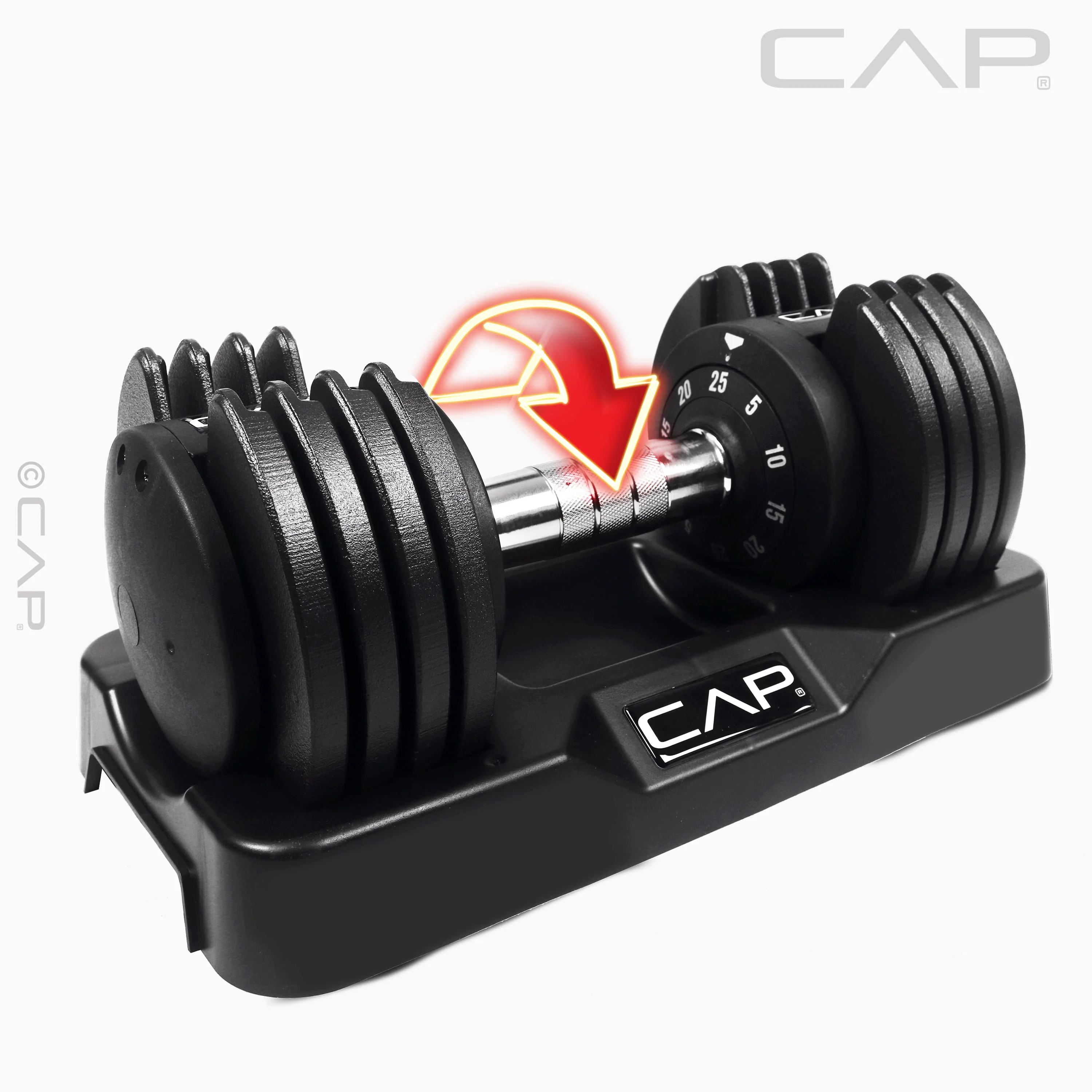 CAP Barbell 25lb. Adjustable Dumbbell, Quick Select 5-25, Single