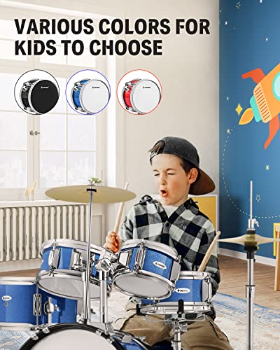 Kid Drum Sets-Donner 5-Piece for Beginners, 14 inch Full Size Complete Junior Drum Kit with Adjustable Throne, Cymbal, Hi-Hat, Pedal & Drumstick