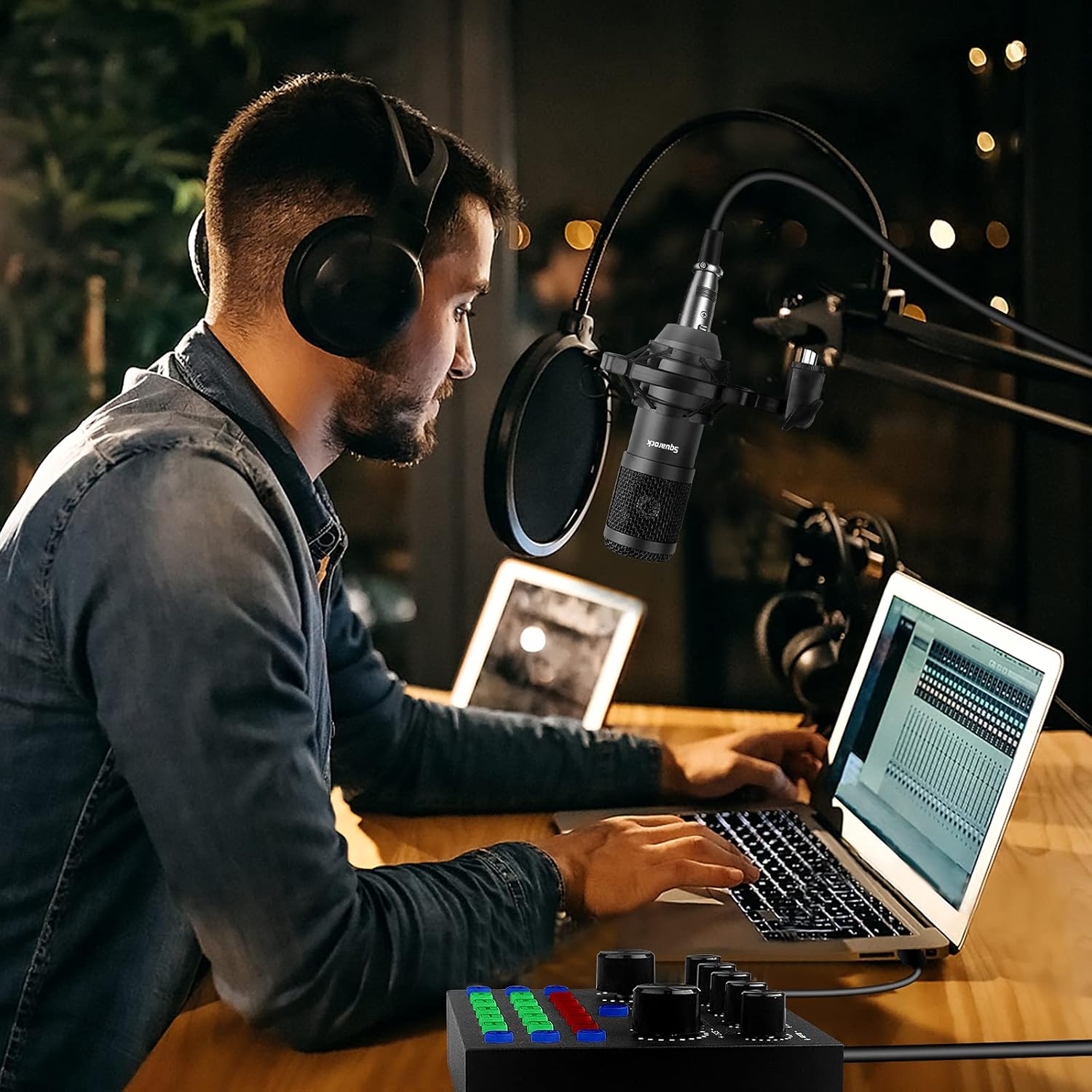 Podcast Equipment Bundle,Audio Interface with All-In-One DJ Mixer and Studio Broadcast Microphone, Perfect for Recording,Live Streaming,Gaming