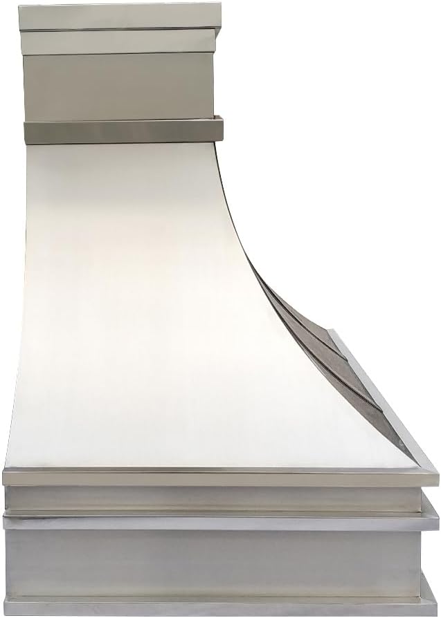 Custom Stainless Steel Range Hood, Handmade Kitchen Hood with Powerful Range Hood Insert, Classic Stove Vent Hood with Straps & Rivets
