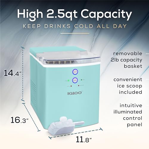Igloo Electric Countertop Ice Maker Machine - Automatic and Portable - 33 Pounds in 24 Hours - Icecube Maker - Plastic Scoop and Basket