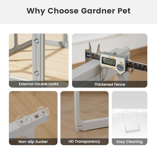 Clear Acrylic Dog Playpen - 11.6 sq.ft, 24" H 10 Planes Transparent Dog Fence Indoor, Sturdy Pet Pen for Puppy/Small Dog/Rabbit/Cat/Pig