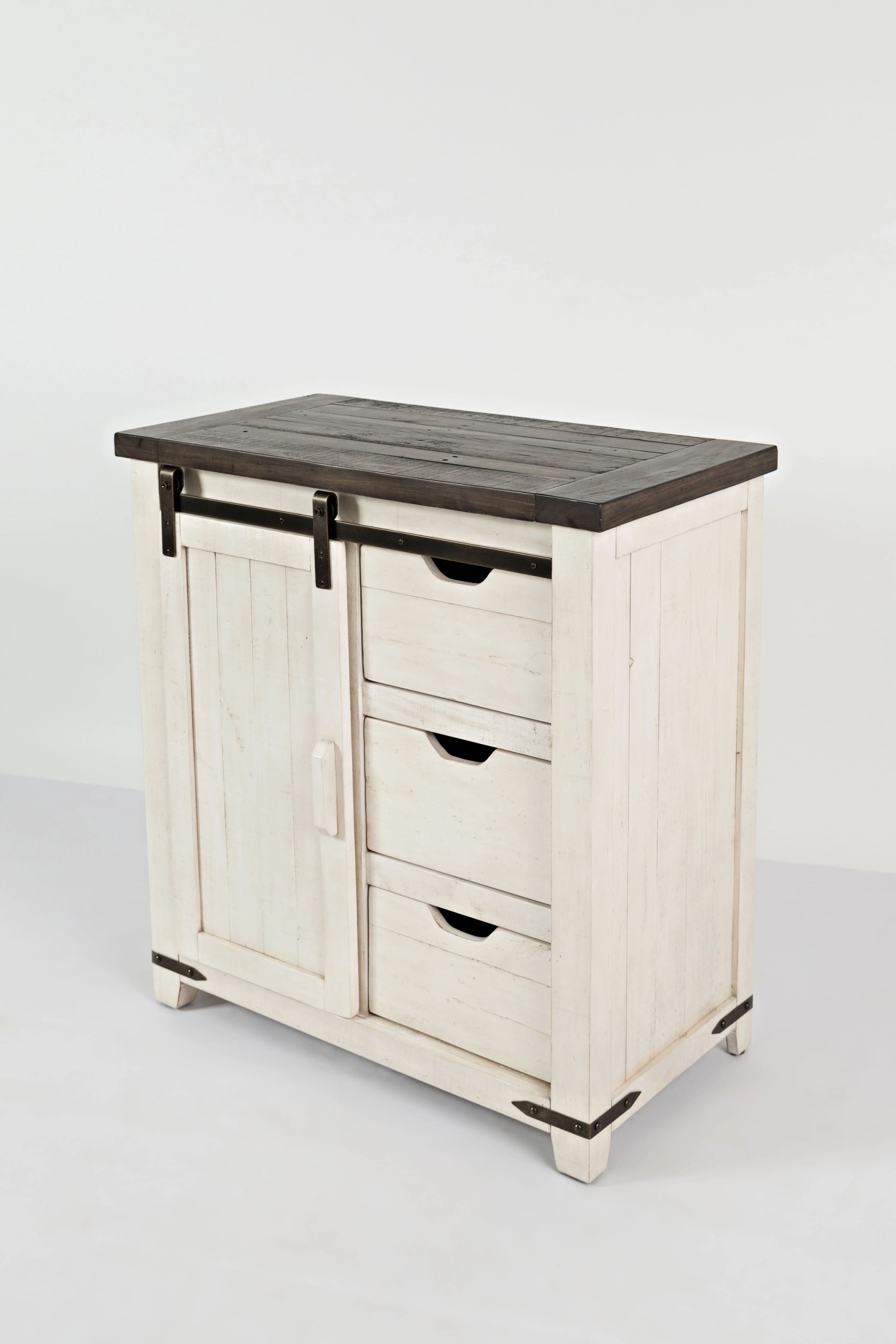 Jofran Madison County Rustic Reclaimed Pine Farmhouse 32" Barn Door Accent Cabinet