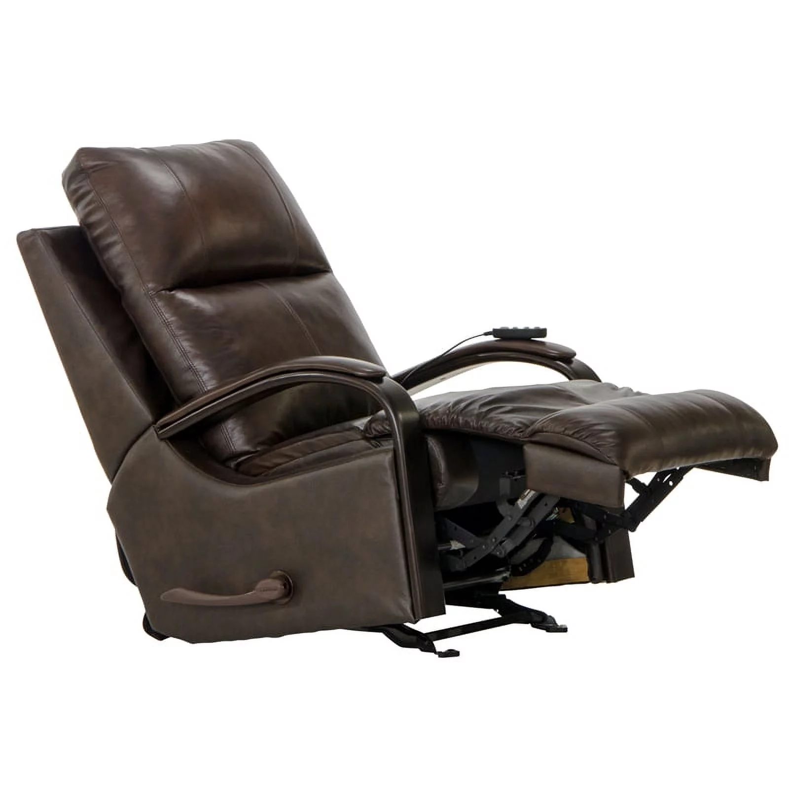 Conway Glider Recliner with Heat & Massage ini Brown Top Grain Italian Leather