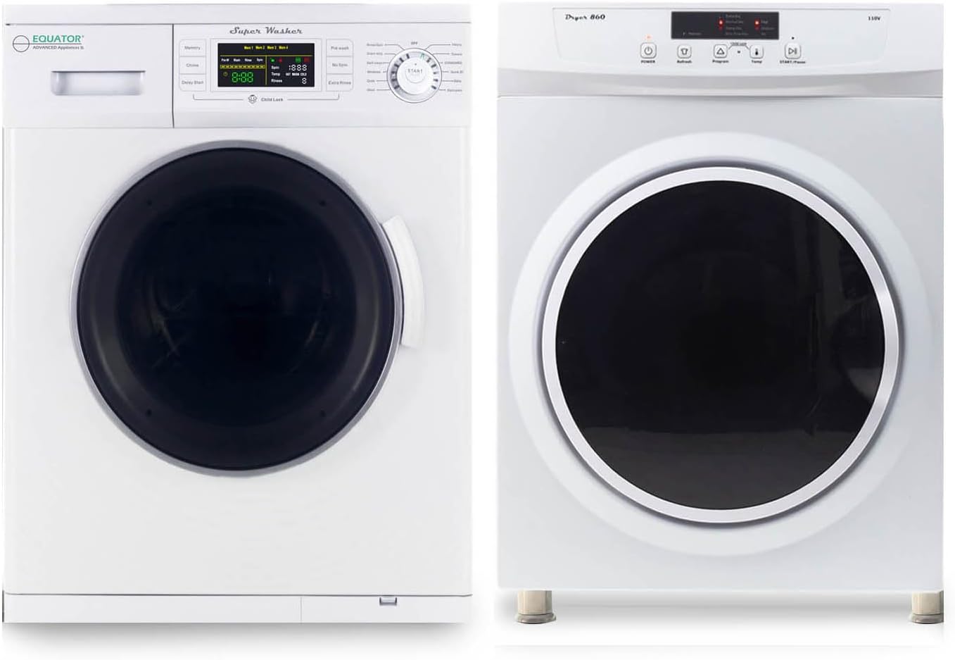Equator Touch Stackable 13 lbs Washer + Vented Sensor Dryer 3.5cf 110V