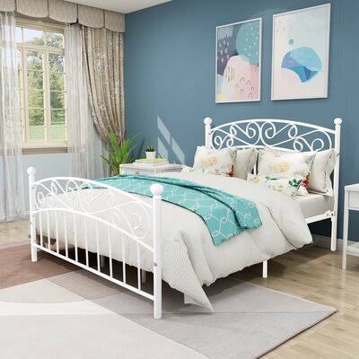 Jolynn 43.31x22 Steel Bed Frame Darby Home Co Size: Queen, Color: White