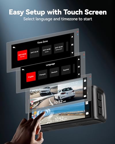 REDTIGER 4K Dash Cam Front and Rear, STARVIS 2 Sensor, Touch Screen 3.18", 128GB Card Included, Voice Control, 5.8GHz WiFi Car Dash Camera, GPS