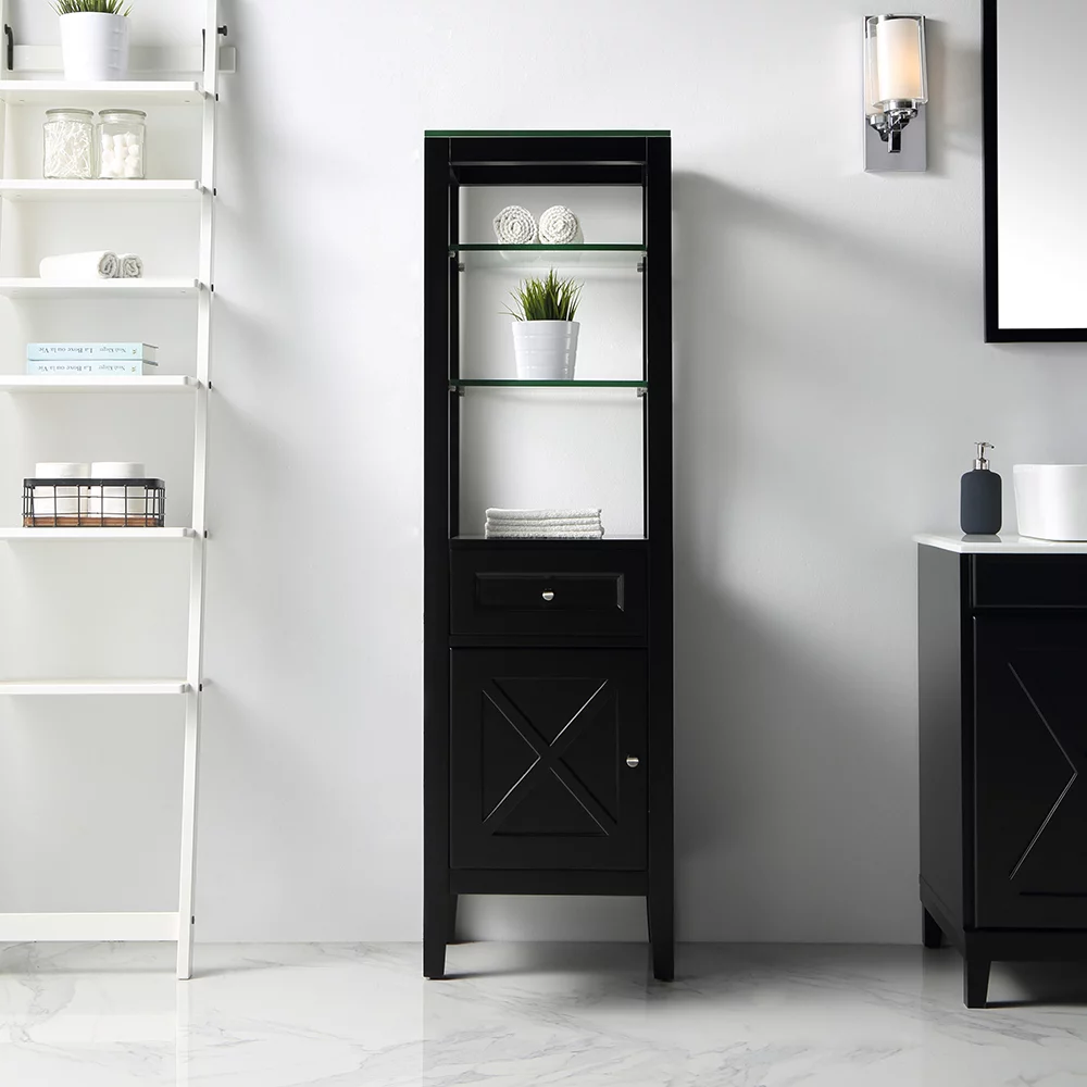 Ove Decors High End 18 in W x 14 in D Bathroom Linen Cabinet, Espresso