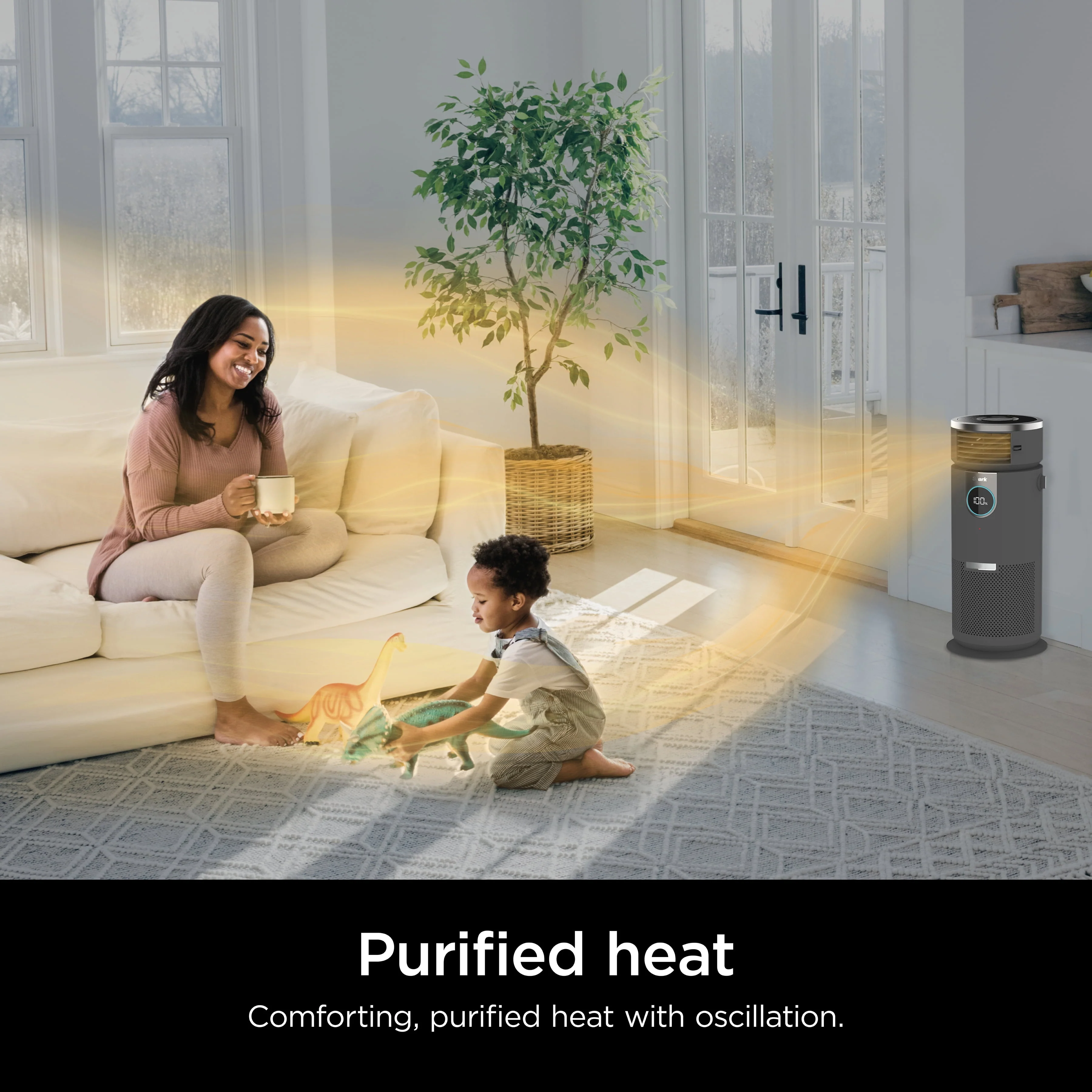 Shark Air Purifier with Nanoseal HEPA, Cleansense IQ, Odor Lock, Cleans up to 500 Sq. Ft, Charcoal Grey, HP100