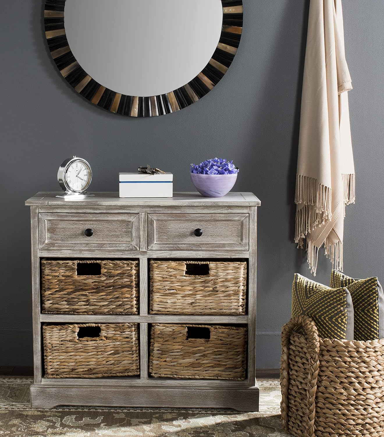 Safavieh American Homes Collection Herman Brown Wicker Basket Storage Unit