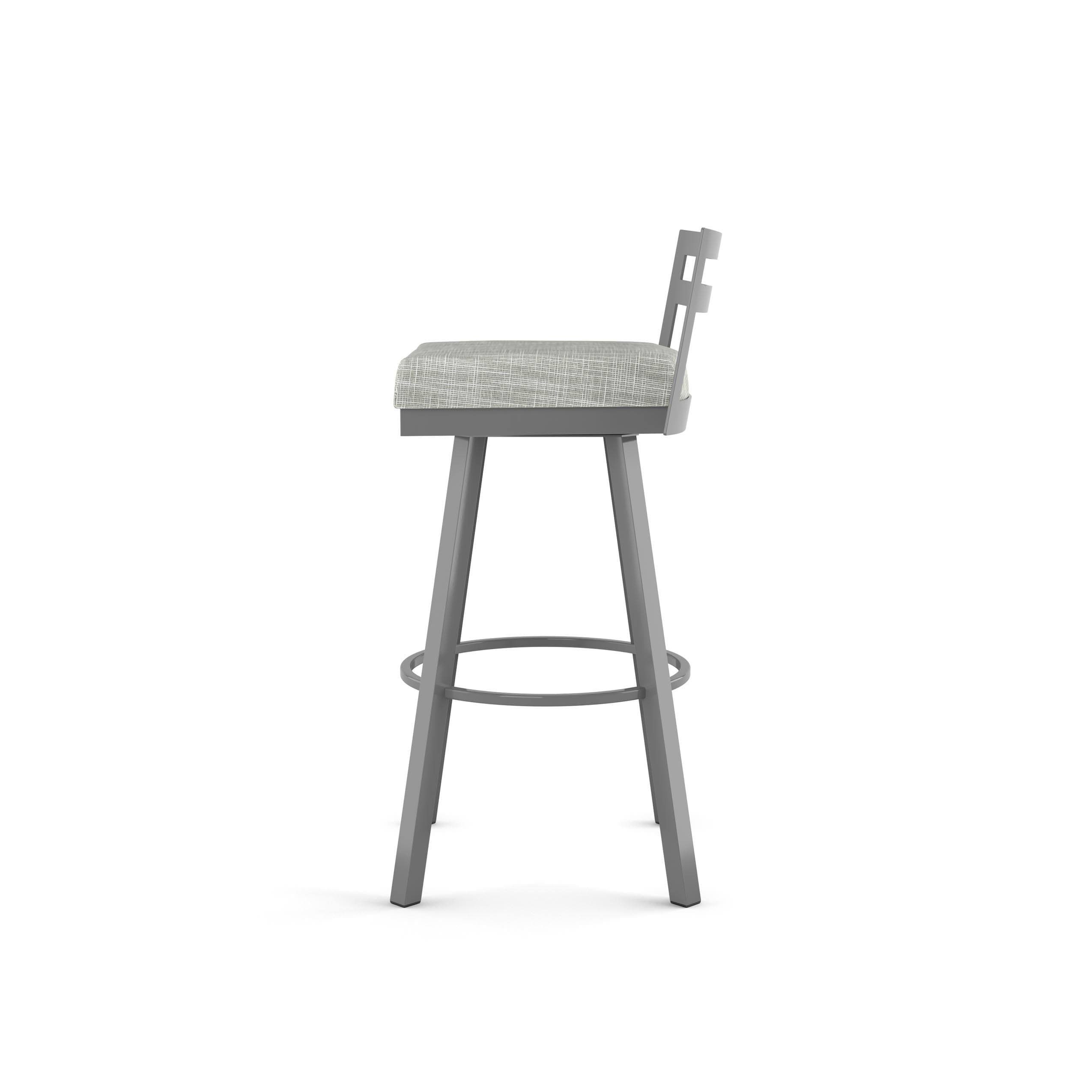 Amisco Derek Swivel Counter Stool - Black Faux Leather/Glossy Grey Metal
