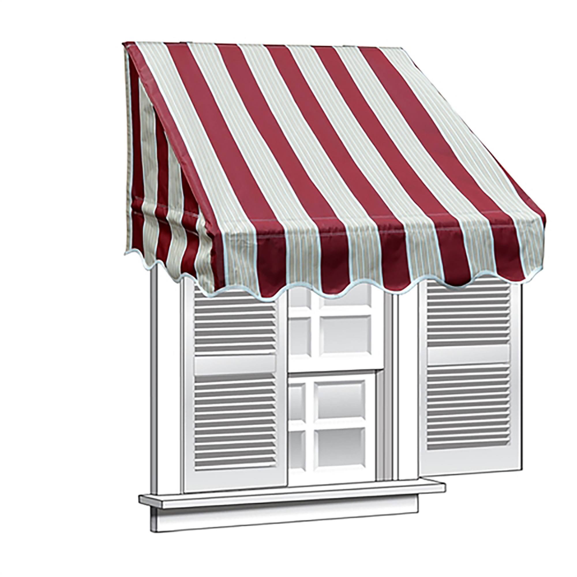 Aleko 6& x 2& Window Awning Door Canopy, Multistripe Red