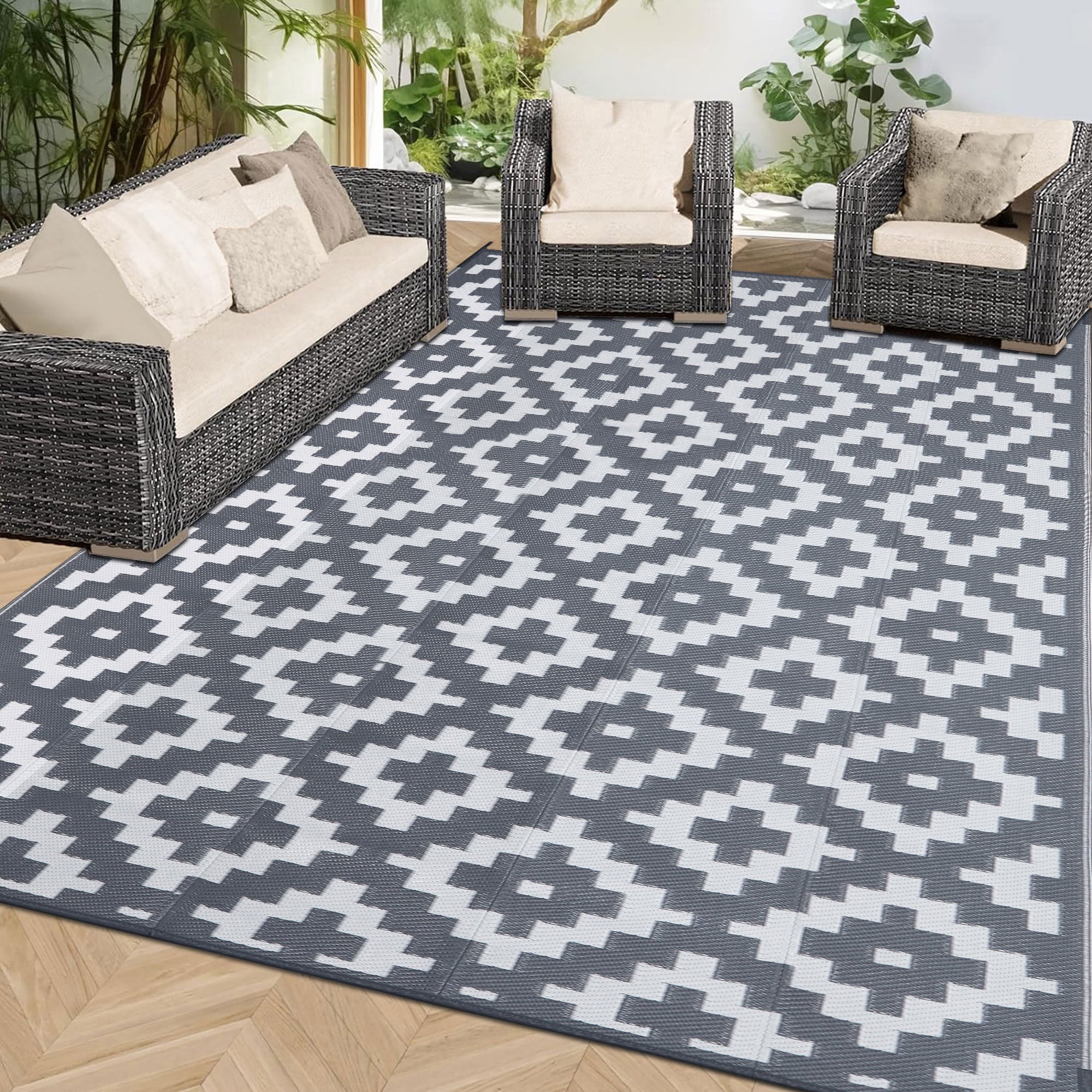 BERTHMEER Outdoor Rugs on Sale Clearance 6'x9' Waterproof Area Rugs Patio Rugs Plastic Straw Rugs Camping Rugs, Porch,Deck Rugs