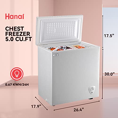 Chest Freezer Small Deep Freezers WANAI 3.5 Cubic Feet Mini Freezer White Free-Standing Top Door Freezer Removable Storage Basket Compact 7